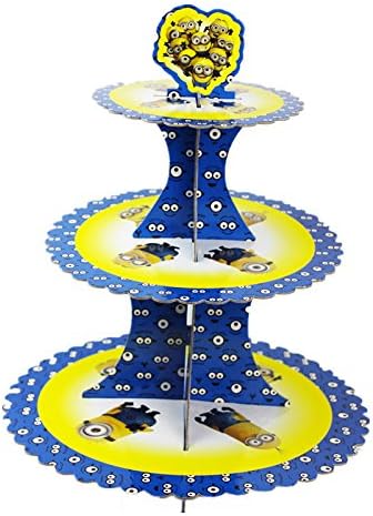 Collapsible 3-tier Cardboard Party Cupcake Display Stand/Dessert Stand/Tea Party Pastry Serving Platter/Food Display Stand-Gilt Blue