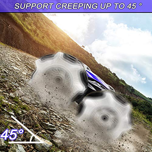 Voiture Télécommandée, 2.4GHz 4WD Voiture Telecommandé Tout Terrain Enfant, Jouet Voiture Radiocommandee Drift avec LED Couleur et Batterie Rechargeable, RC Stunt Car Cadeau pour Garcon 6 à 12 Ans