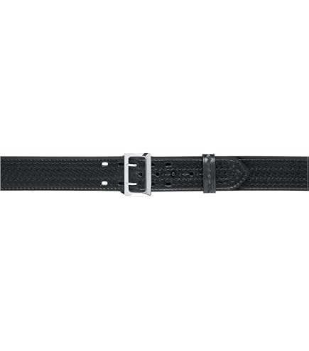 Amazon.com : Aker Leather B08 Garrison Belt, Black Basketweave Leather  Tactical Duty Belt 1.5 Inch Wide with Removable Chrome Center Bar Buckle,  Size 28 for Law Enforcement Uniform or Everyday Wear, Made