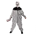 Country-living Mens Halloween Clothes Funky Punk Droll Clothes Man's Clown Costume for Festival Black, White, Large