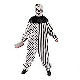 Country-living Mens Halloween Clothes Funky Punk Droll Clothes Man's Clown Costume for Festival Black, White, Large