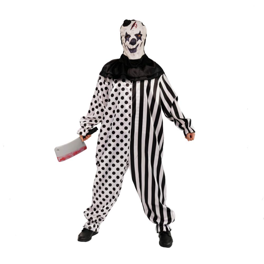 Country hill Halloween Clothes for Men Funky Punk Droll Clothes Man's Clown Costume for Festival Black, White