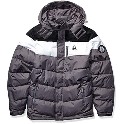 reebok men's heavy weight hooded bubble jacket