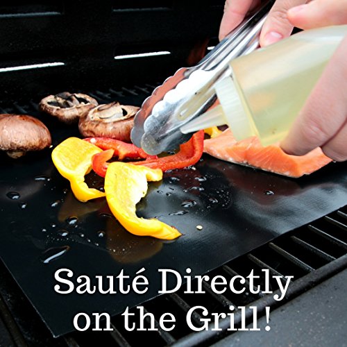 FitFabHome 3 Pack Premium Grill Mats | 100% Certified BPA & PFOA Free | Reusable,Non-Stick Teflon Gas, Charcoal, Electric, Smokers | Works as Baking Mat, Pan Liner