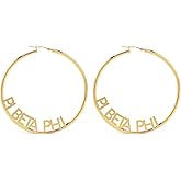 Sorority Shop Pi Beta Phi- Hoop 18K Gold Plated Dainty Earrings for Women - Pi Beta Phi Jewelry with Ideal 2" Diameter Hoops - Pi Beta Phi Gifts