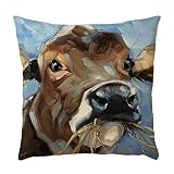 callm Pillow Case Throw Pillows Covers Simple Fashion Merry Christmas Antler Bird Pillowcase Waist Throw Cushion Cover Case New Hug Square Cow Pillowcase Decoration Sofa Home Decor (J)