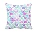 4TH Emotion Watercolor Mermaid Scales Throw Pillow Cover Bright Summer Beach Decor Cushion Case for Sofa Couch 18