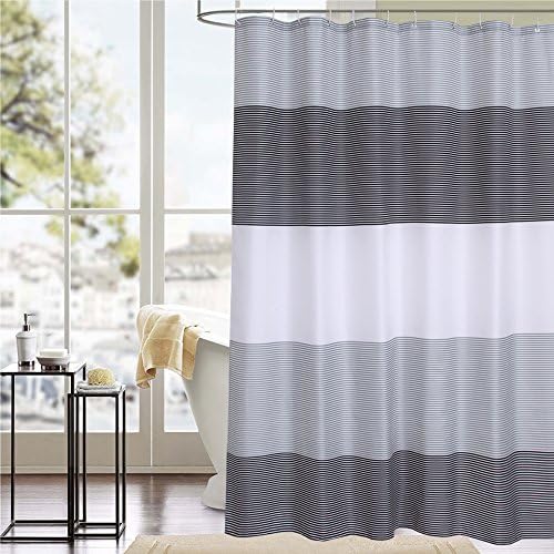 Cryseam Shower Curtain with 12 Hooks, Mildew Resisant Polyester Fabric Bathroom Curtain, Water Repellent and Anti-bacterial,Simple the Colorfull Strip, 8080 Inches