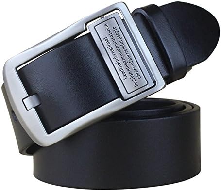 Capplue Men's Classical Leather Belt Pin Buckle Belts for Men Black2 Color 38inch