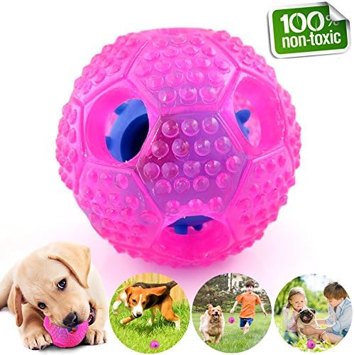 Dog Toys For Aggressive Chewers, Dog Toy Ball Interactive Chew For Small Large Dogs , Indestructible Treat Dispensing ,Puzzle Boredom Puppy Pals Tough Durable Rubber-Christmas Pet Balls (pink)