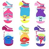 Trolls Girls Teen Womens 6 pack Socks (4-6 (Shoe: 7-10), Feature Trolls White)