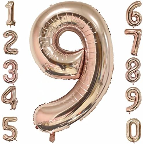 1973 OI 40 Inch Rose Gold Giant Number Balloons Mylar Foil Large Number 9 Big Helium Balloon Birthday Party Decoration