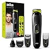 Braun-6-in-1-All-in-one-Trimmer-3-MGK3221-Hair-Clipper-and-Beard-Trimmer-with-Lifetime-Sharp-Blades-Ear-Nose-Trimmer-Head-5-Attachments-BlackVolt-Green-UK-2-Pin-Bathroom-Plug Braun 6-in-1 All-In-One Series 3, Male Grooming Kit With Beard Trimmer, Hair Clippers & Precision Trimmer, 5 Attachments…