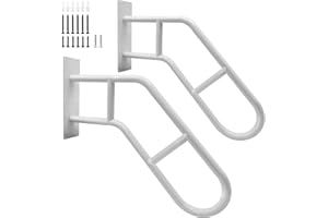 CIAO STILISTA 2 Pack Handrail for Outdoor Steps, 28" Step Grab Bar for Outdoor, Garage Railing with Matte White Finished, Wall Mount U Shaped Handrail, Exterior Handrails 1-3 Steps for Porch