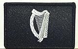 IRISH IRELAND Flag Embroidered W/ VELCRO Patch MC Biker Military Tactical Shoulder Black & White Emblem Black Border #05