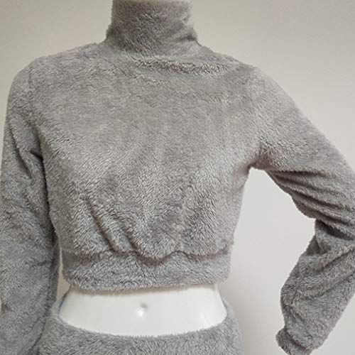 Meolin Women 2PCS Sweater Skirt Set Autumn Winter Long Sleeve Cropped Top and Pencil Skirt Knitted Suit,Gray,XL - Thumbnail 4