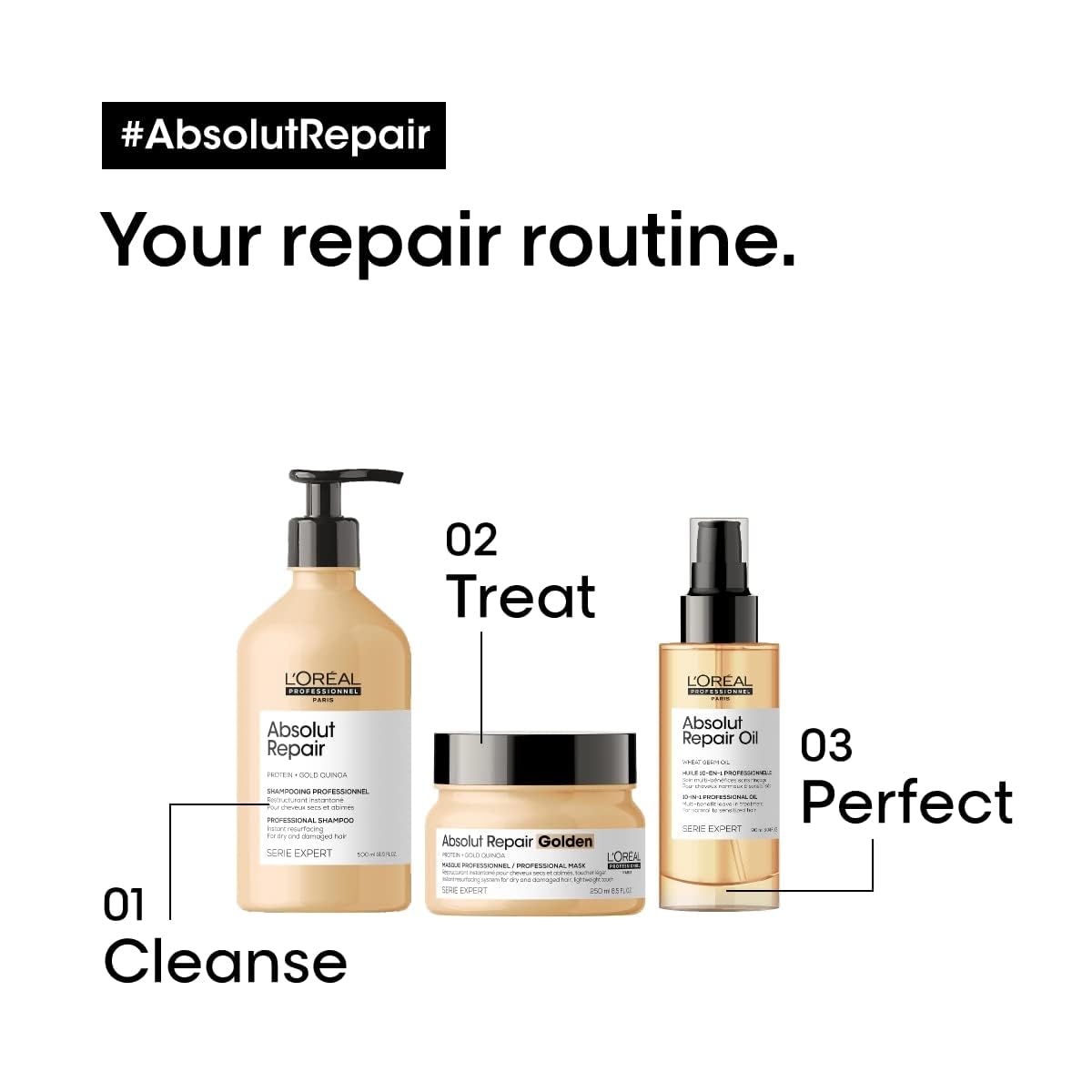 L'Oréal Professionnel Paris Absolut Repair Golden Mask - Repairs Damage & Provides Shine For Fine to Medium, Dry, & Damaged Hair