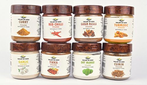 Indian Spices Gourmet Set (8 spices) 50grams /1.7oz Each | For Seasoning & Marinating Meat, Poultry, Fish, Veggies & More | Premium Cooking Gift Set by Valley of Gods
