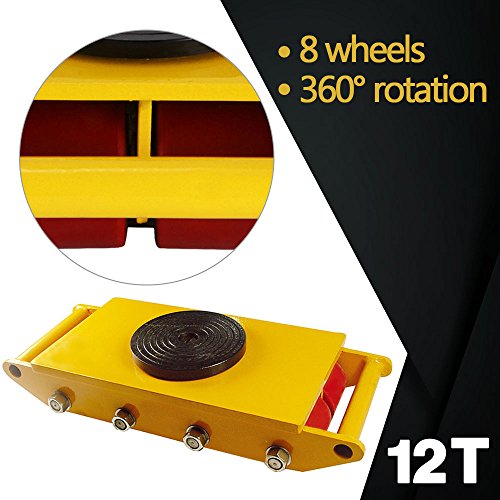 PROMOTOR Industrial Machinery Mover 12 Ton 26456 lbs, Machinery Skate with w/Steel Rollers Cap 360 Degree