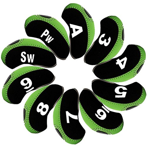 Andux Golf Irons Club Head Covers with Number Tags Pack of 10 Black