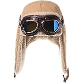 Harssidanzar Men's and Women's Harley Goggles Windproof Outdoor Retro Warm hat,DU302