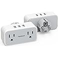 TESSAN Type E F Plug Adapter 2 Pack, Germany France Power Adapter, Schuko Plug with 2 AC Outlet 3 USB Ports, Travel Adaptor for US to Europe EU Spain Iceland Greece Korea Russia German French