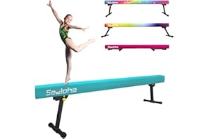 Sealoha 8ft Ultrasimple Adjustable&Foldable Balance Beam,High-Low Floor Beam Suede Gymnastics Equipment,No Tool Require, Gymnastics Beam for Training&Professional HomeTraining