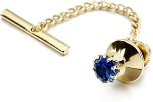 HAWSON Mens Tie Tack with Chain Round Crystal Wedding Business Accessories