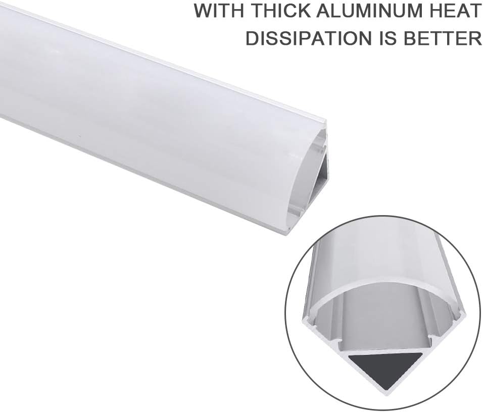 Jirvyuk Aluminum Profile, 6 Pack 1m/3.3ft V Shape LED Channel and Diffuser - Image 4