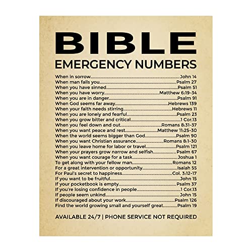 "Bible Emergency NumbersAvailable 24/7"Bible Verse Wall Art 11 x 14