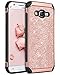 Galaxy J7 Case 2015, J700 Case,BENTOBEN Shockproof Luxury Glitter Bling Slim 2 in 1 Hybrid Hard Cover with Sparkly Shiny Faux Leather Protective Phone Case for Samsung Galaxy J7 J700 (2015),Rose Gold