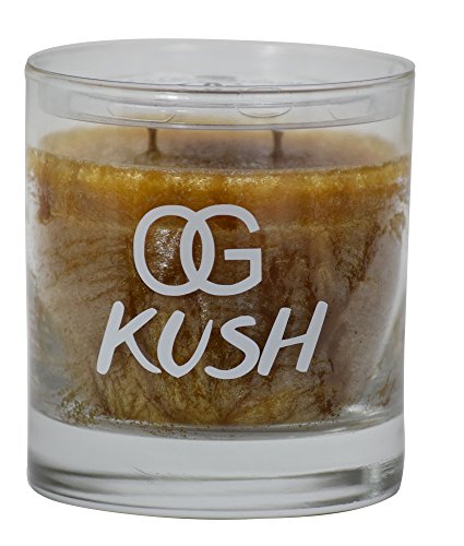 OG Kush Scented Candle Spicy Patchouli Lemongrass Orange Pine Double Wick Glass 100% Natural