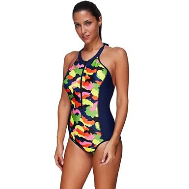 QinMM Surfbekleidung für Damen 1,5 mm Camouflage Anti-UV-Tauchanzug