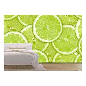 Abstract Background of Heap Fresh Green Lime Slices. Seamless Pattern for Your Design - Removable Wall Mural | Self-Adhesive Large Wallpaper - 66x96 inches