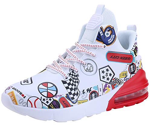 FEITAI Mens Basketball Sneakers Running Shoes Sport Athletic Boys Fashion Lightweight Shoes, White 7