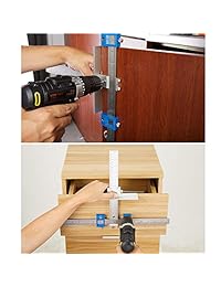 YIZRIO Armario Hardware Jig para asas y pomos   Guía de cajones Jig en puertas y cajones frontales   más rápido y más preciso cajón Pomo de perforación plantillas Jig Herramienta   Mejorar para la escala de pulgadas