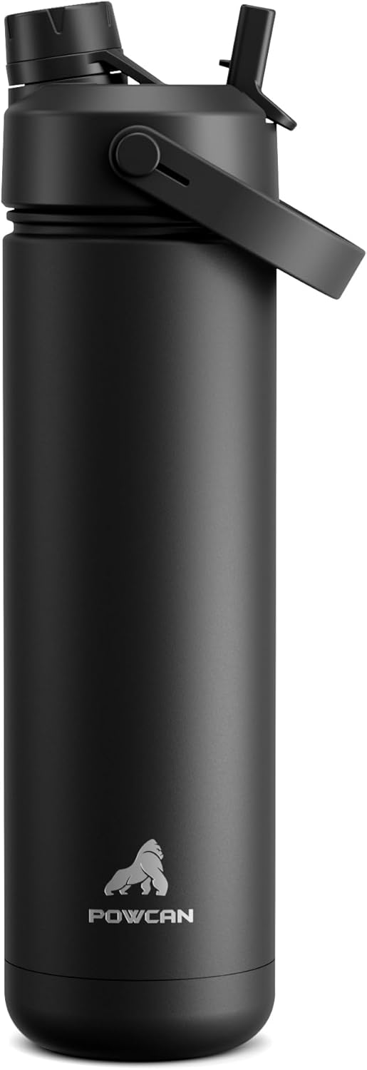 POWCAN 26 oz Insulated Water Bottle, 2-in-1 Lid