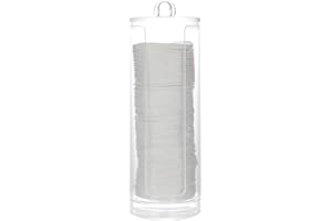 Floopstyle Cosmetic Cotton Pad Holder - Acrylic Makeup Remover Organizer with Dispenser & Storage Rack