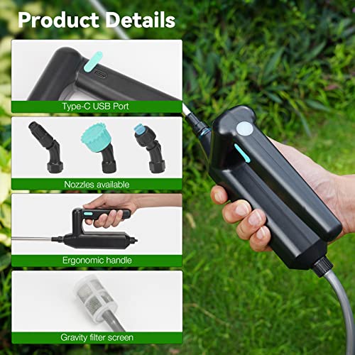2-Pack Electric Garden Sprayer Wands - Rechargeable Telescopic Watering Sprayer With 10ft Hose