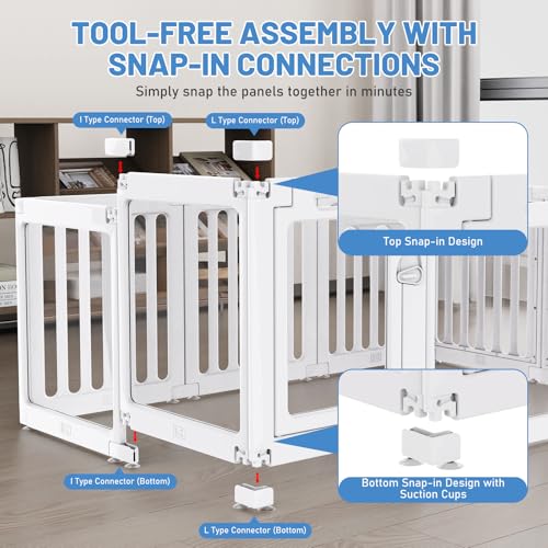 FASNATI Transparent Acrylic Dog Playpen, H60cm, Foldable with Suction Cups, Easy to Assemble and Clean, 10 Panels