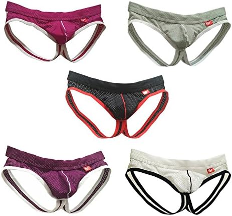 HCMP Men's Lycra Mesh Bulge Sexy Low Rise Thongs G-String Thong Sexy Bikini Jockstrap Underwear for Men