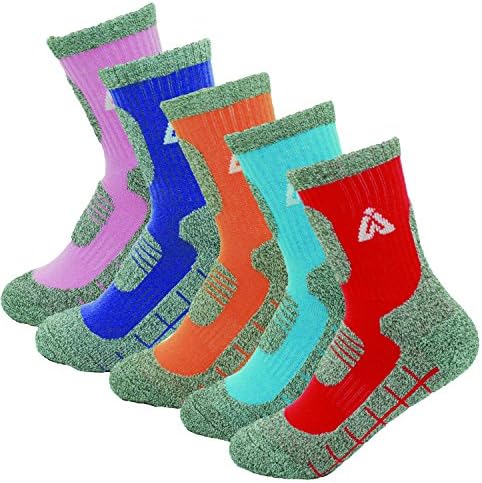 Women's 5 Pair Multi Performance Hiking Trekking Camping Outdoor Crew Socks by HASHI (Medium (Women shoes 8-10US))