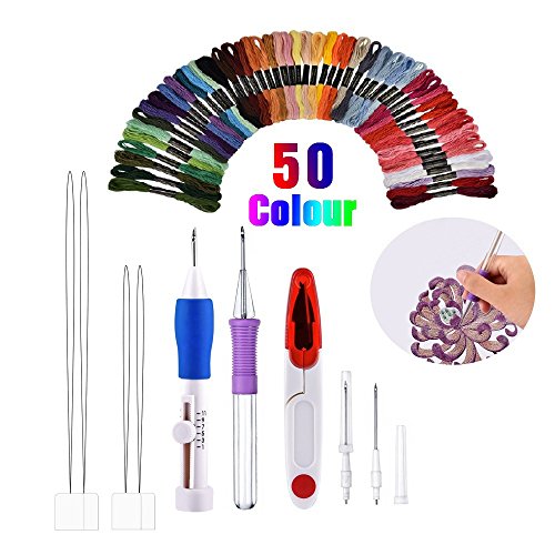 Aushen punch needle embroidery kits magic embroidery pe…