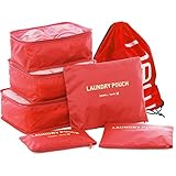 HiDay 7 Set Packing Cube - 3 Travel Cubes + 3 Pouches + 1 Drawstring Backpack Bag