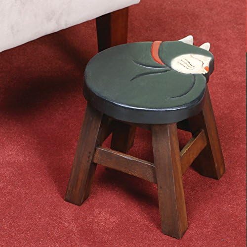 Sleeping Black And White Tuxedo Cat Wooden Stool