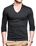 Match K|G Mens Basic T-shirts Series V-neck/Long sleeve/Slim fit