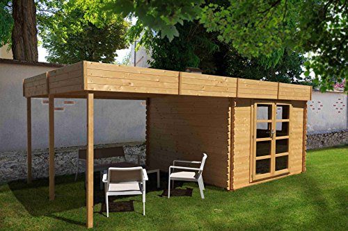 Chalet &amp; Jardin - Abri de jardin bois- pergola 18m2- 28mm "Azur"