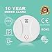 2 Pack 10 Year Battery Operated Smoke Detector Fire Alarm with Photoelectric Sensor,Easy to Install with Test Button