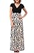 Zattcas Womens Summer Contrast V neck Empire Waist Floral Print Maxi Dress (Large, Taupe)