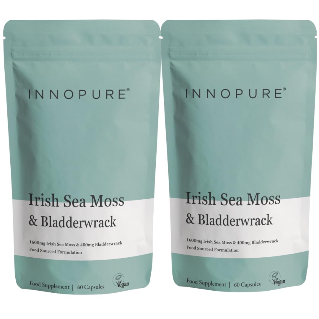 INNOPURE Irish Sea Moss Complex - 120 Capsules - 1600mg High Strength, Ethically Sourced, Vegan Capsule with 400mg Bladderwrack - Pure Sea Moss & Bladderwrack Supplements - Non GMO, UK Made